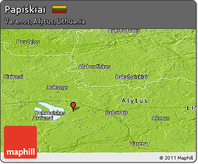 Physical Panoramic Map of Papiškiai