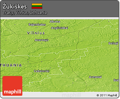Physical Panoramic Map of Žukiškės