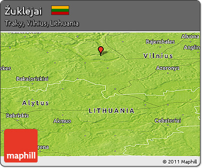 Physical Panoramic Map of Žuklėjai