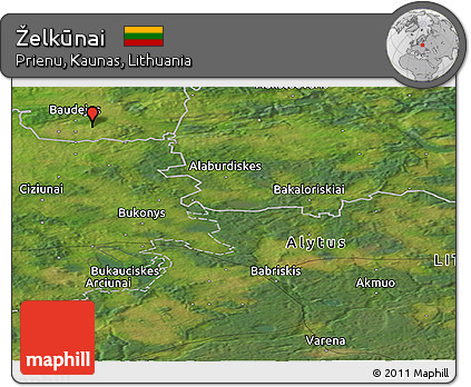 Satellite Panoramic Map of Želkūnai