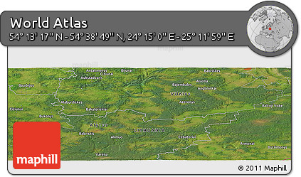 Satellite Panoramic Map of the Area around 54° 26' 3" N, 24° 43' 30" E