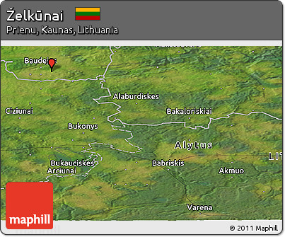 Satellite Panoramic Map of Želkūnai