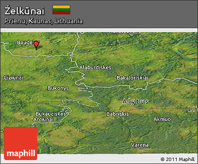 Satellite Panoramic Map of Želkūnai