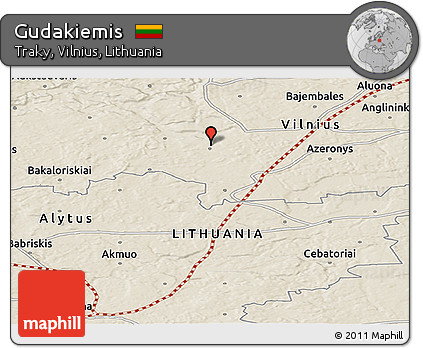 Shaded Relief Panoramic Map of Gudakiemis