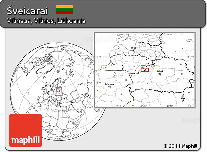Blank Location Map of Šveicarai