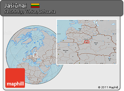Gray Location Map of Jašiūnai, hill shading