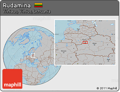 Gray Location Map of Rudamina, hill shading