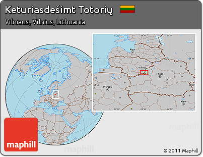 Gray Location Map of Keturiasdešimt Totorių