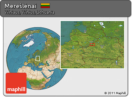 Satellite Location Map of Merešlėnai