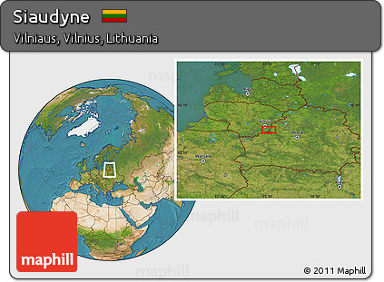 Satellite Location Map of Siaudyne