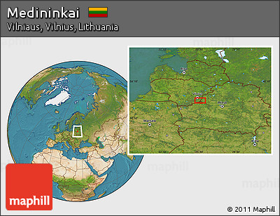Satellite Location Map of Medininkai