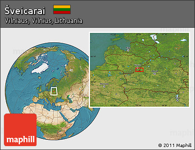Satellite Location Map of Šveicarai