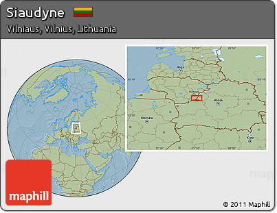 Savanna Style Location Map of Siaudyne, hill shading