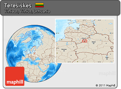 Shaded Relief Location Map of Terešiškės