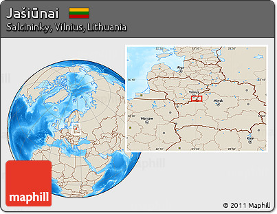 Shaded Relief Location Map of Jašiūnai