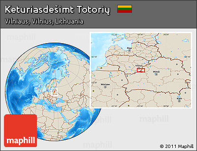 Shaded Relief Location Map of Keturiasdešimt Totorių