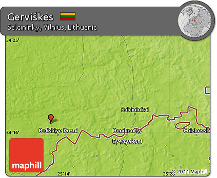 Physical Map of Gerviškės