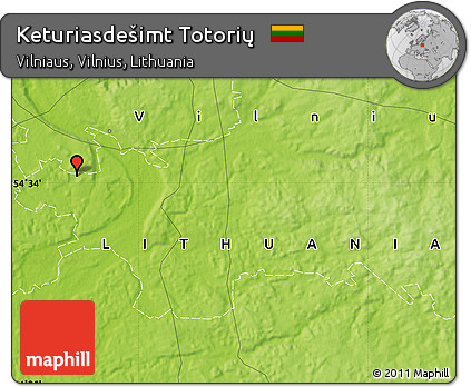 Physical Map of Keturiasdešimt Totorių