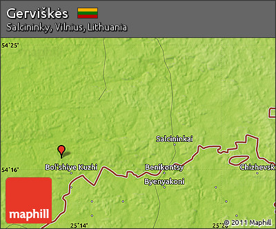 Physical Map of Gerviškės