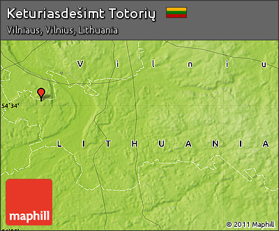Physical Map of Keturiasdešimt Totorių