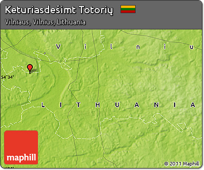 Physical Map of Keturiasdešimt Totorių