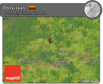 Satellite Map of Poškiškės