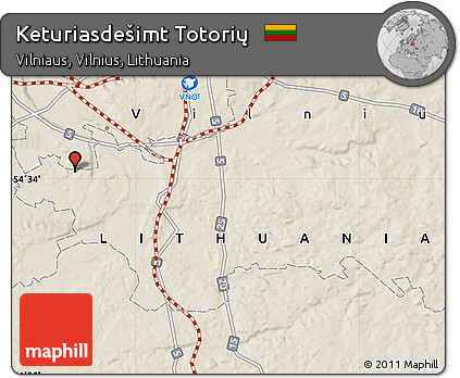 Shaded Relief Map of Keturiasdešimt Totorių