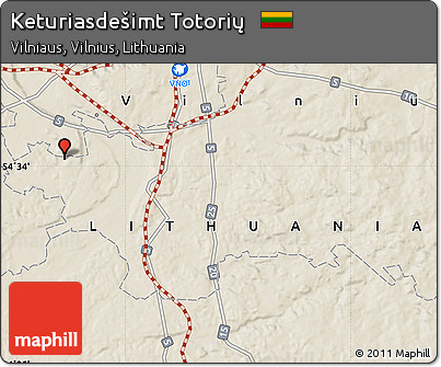Shaded Relief Map of Keturiasdešimt Totorių
