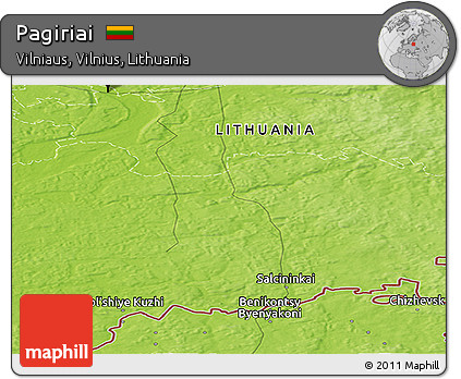 Physical Panoramic Map of Pagiriai