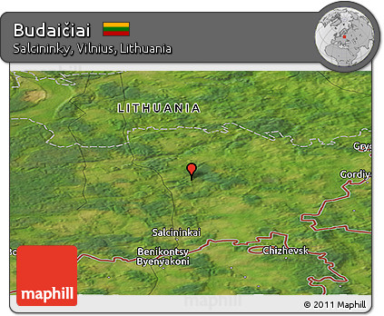 Satellite Panoramic Map of Budaičiai