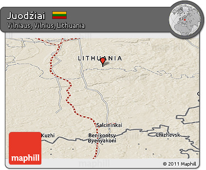 Shaded Relief Panoramic Map of Juodžiai
