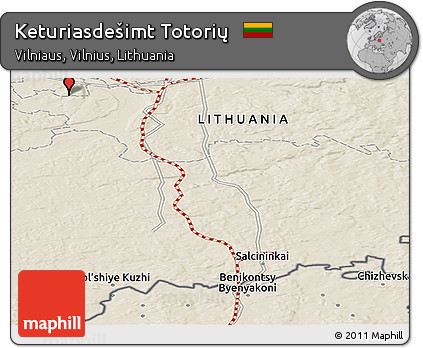 Shaded Relief Panoramic Map of Keturiasdešimt Totorių