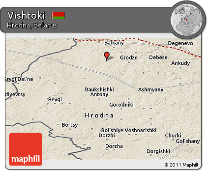 Shaded Relief Panoramic Map of Vishtoki