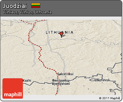 Shaded Relief Panoramic Map of Juodžiai