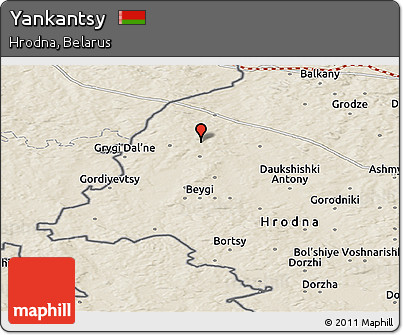 Shaded Relief Panoramic Map of Yankantsy