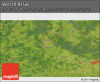 Satellite 3D Map of the Area around 54° 26' 3" N, 26° 25' 29" E