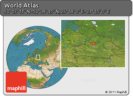 Satellite Location Map of the Area around 54° 26' 3" N, 27° 16' 29" E