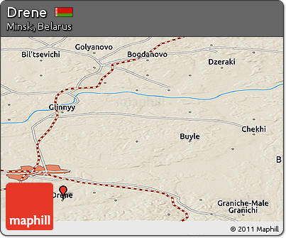 Shaded Relief Panoramic Map of Drene