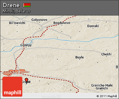 Shaded Relief Panoramic Map of Drene