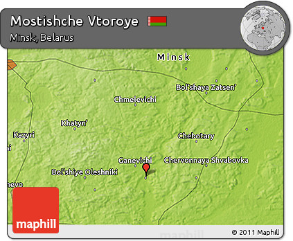 Physical 3D Map of Mostishche Vtoroye