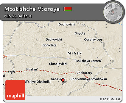 Shaded Relief Panoramic Map of Mostishche Vtoroye