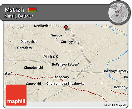 Shaded Relief Panoramic Map of Mstizh