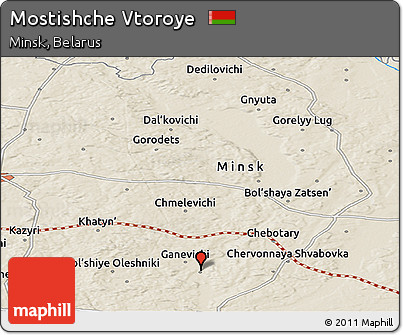 Shaded Relief Panoramic Map of Mostishche Vtoroye