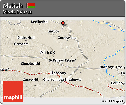 Shaded Relief Panoramic Map of Mstizh