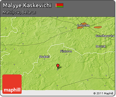 Physical 3D Map of Malyye Kaskevichi