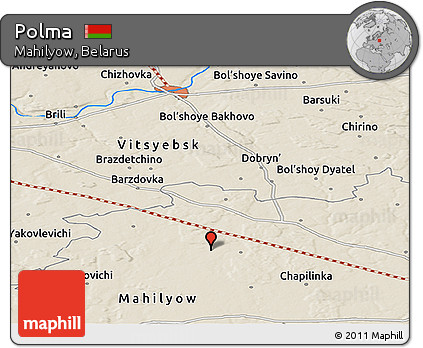 Shaded Relief Panoramic Map of Polma