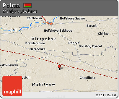 Shaded Relief Panoramic Map of Polma