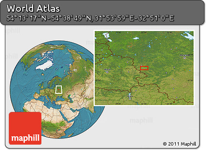 Satellite Location Map of the Area around 54° 26' 3" N, 32° 22' 30" E