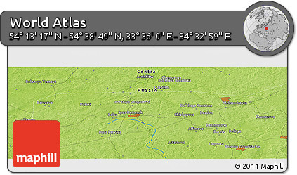 Physical Panoramic Map of the Area around 54° 26' 3" N, 34° 4' 30" E