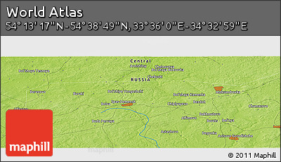 Physical Panoramic Map of the Area around 54° 26' 3" N, 34° 4' 30" E